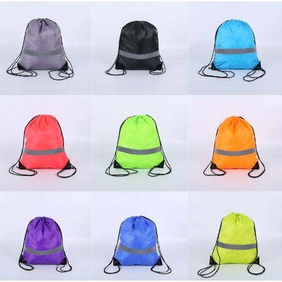 Drawstring Backpack Bag with Reflective Strip