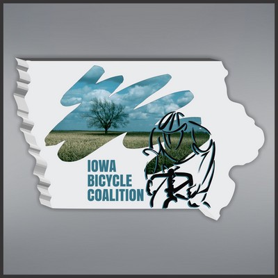 5.25" Iowa Shape Paperweight in White