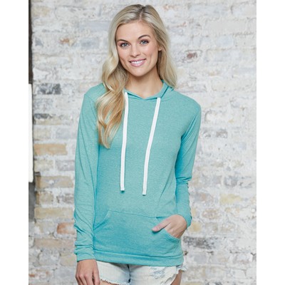 Ladies Melange Long Sleeve Hooded Tee