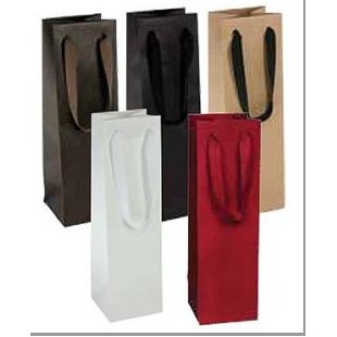 Uncoated Manhattan Wine Bag w/Twill Handles (4½"x4½"x15")