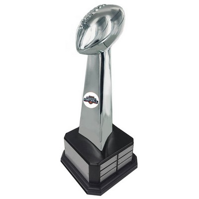 22¼" Bright Silver Perpetual Fantasy Football Trophy w/18 Name Plates