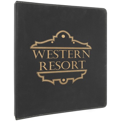 Black/Gold Laser Engraved Leatherette 3 Ring Binder (10 1/2" x 11 1/2")