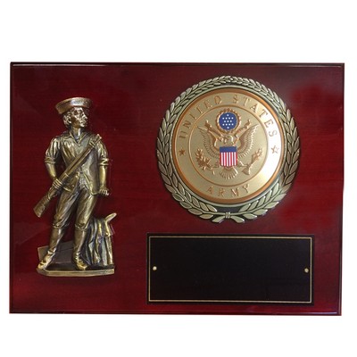 Minuteman Plaque w/4" US Army Embossed Medallion (9" x 12")