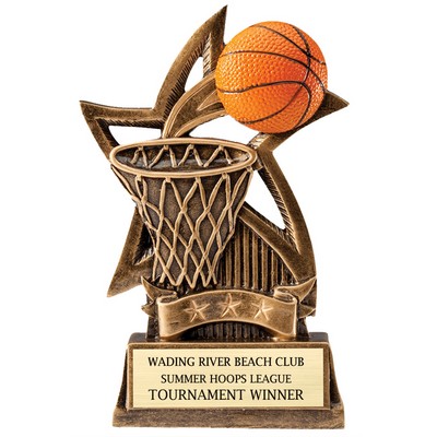 6" Basketball Sweeping Star Resin Trophy