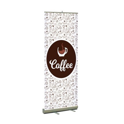 Coffee Pre Printed Premium Retractable Banner 33" x 80" - Design 1