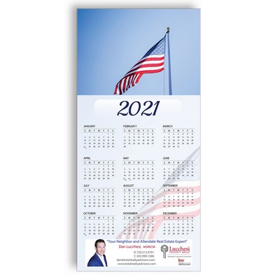 Z-Fold Personalized Greeting Calendar - American Flag