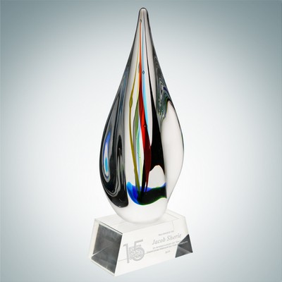 Art Glass Candy Stripes Award w/Clear Base