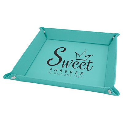 Teal Laser Engraved Snap Up Tray with Silver Snaps (9" x 9")