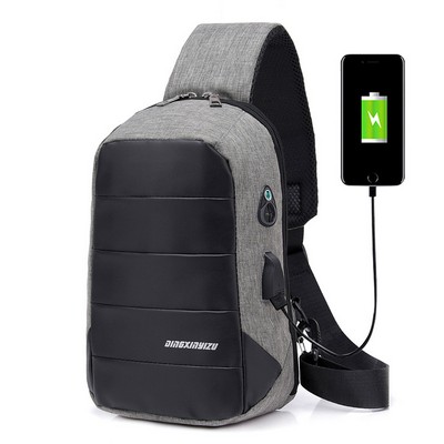 Sling Single Shoulder Bag With Usb Charging Port