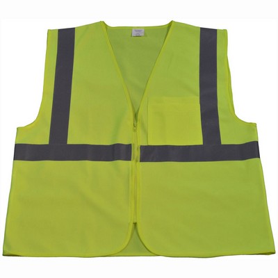 Lime Solid ANSI/ISEA 107-2015 CLASS 2 Safety Vests With Zipper Closure