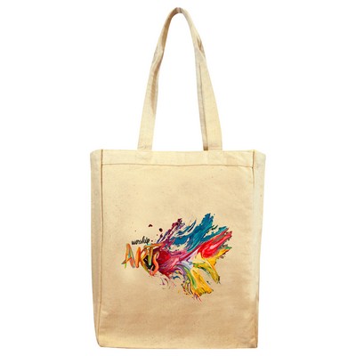 Natural Cotton Canvas Tote Bag w/ Full Gusset - Full Color Transfer (11"x14"x5")