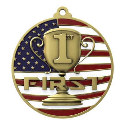 Patriotic 1st Place Medallions 2-3/4"