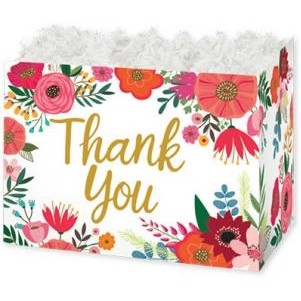 Small Thank You Flowers Theme Gift Basket Box