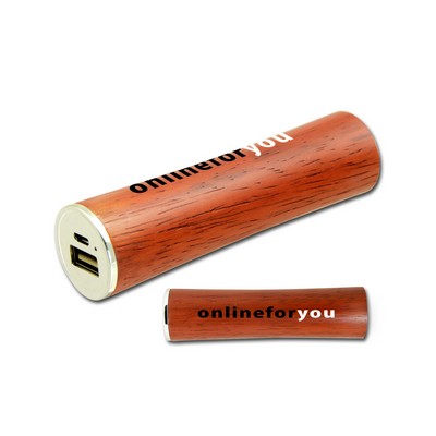 2600mAh Wood Emergency Cylinder Power Bank