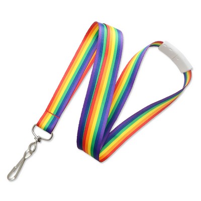 3/4" Pre-printed Rainbow Lanyards with Swivel Hook