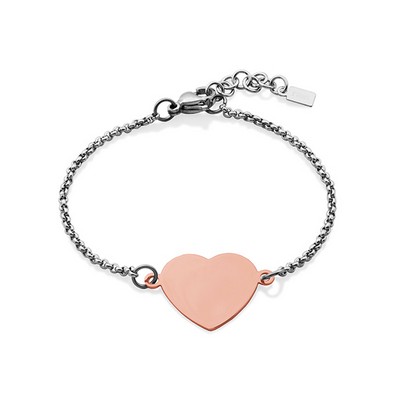 CJ Steelx "Engrave Collection" Heart Bracelet - Rose Gold