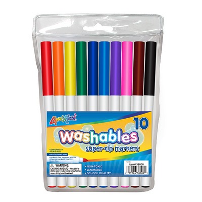 Set of 8 Washable Super Tip Markers - Assorted Colors