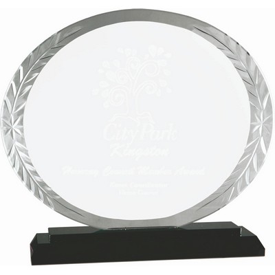 7" Oval Accent Glass Award w/Black Base