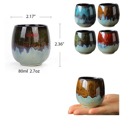 2.7oz Flambed Glazed Ceramic Small Tea Cups Espresso Mugs For Coffee Drinks Caf¨¦ Hot Drinks