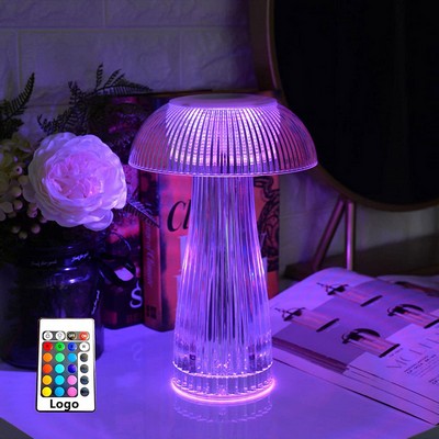 Crystal Lamp Rechargeable Colorful Touch 16 RGB Colors and Dynamic Modes Mushroom Table Lamp