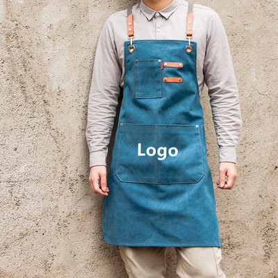 Waterproof Cotton Canvas Apron with Pocket for Artists Painting Adjustable Apron