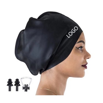 Large Swim Cap for Long Hair, Waterproof Silicone Swimming Caps for adults, Large Swim Hat for Long