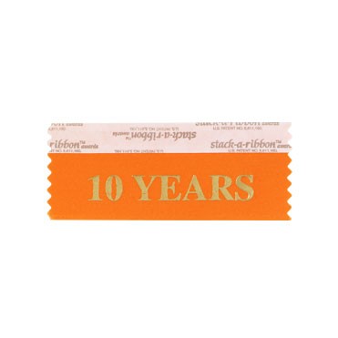 10 Years Stk A Rbn Orange Ribbon Gold Imprint