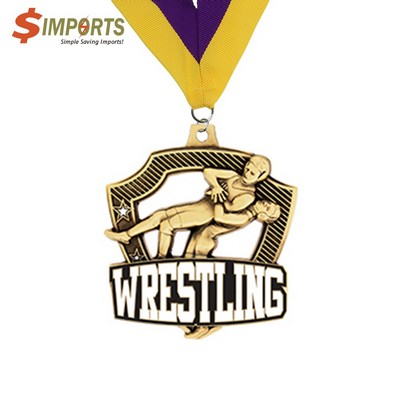 Zinc Alloy Soft Enamel Medal (Simports)-2.5", 4.0mm