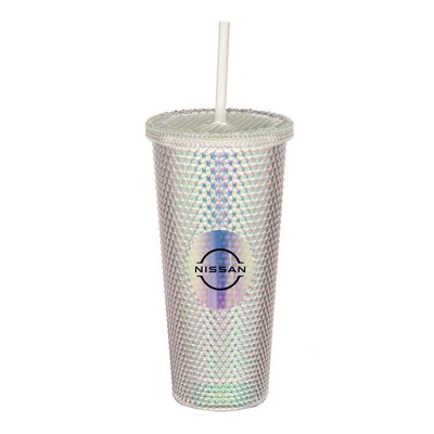 Crenshaw Textured Tumbler w/Straw - 21oz Iridescent