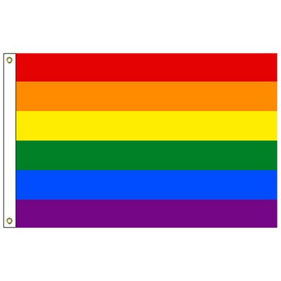 Rainbow 5' x 8' Nylon Outdoor Flag with Heading and Grommets