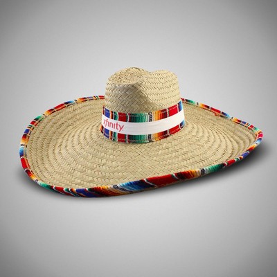 Giant Natural Straw Sombrero w/White Band