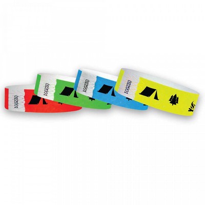 3/4" wide x 10" long - 3/4" Camp Tyvek Wristbands Printed 1/0