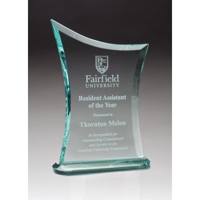 Contemporary Jade Glass Award with Oval-Shaped Base (6 x 8.75)