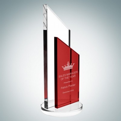 Success Crystal Award in Red, 10"H