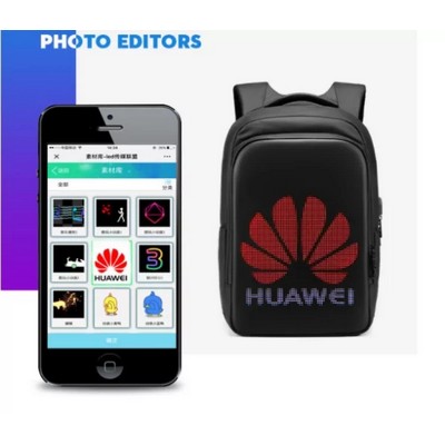 Fashion magic waterproof backpack with led screen DIY display walking advertising business bag