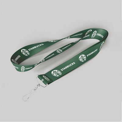 1" Dark Green custom lanyard printed with company logo with Jay Hook attachment 1"