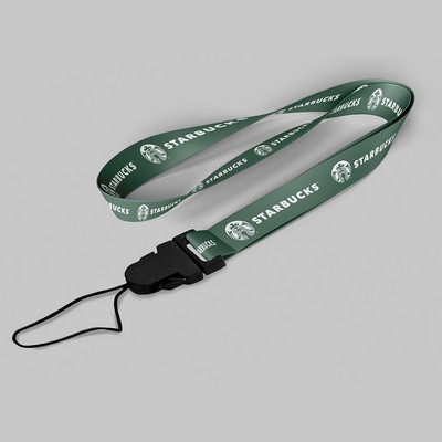 1" Dark Green custom lanyard printed with company logo with Cellphone Hook attachment 1"