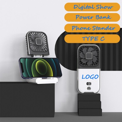 Portable Phone Stand Foldable Neck Fan/Power Bank