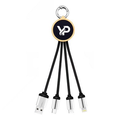 4 in 1 Logo Light UP braided & Bamboo cable with Keychain