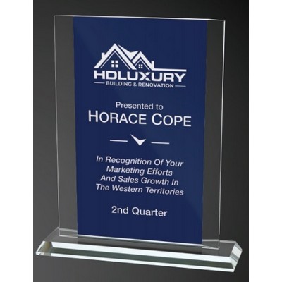 Azure Rectangle Glass Award, 6 1/2"H