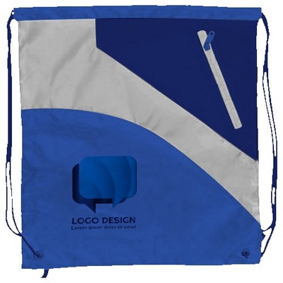 Full Sublimation Multi-Panel Polyester Drawstring Bag With Small Slant-Zip Pocket