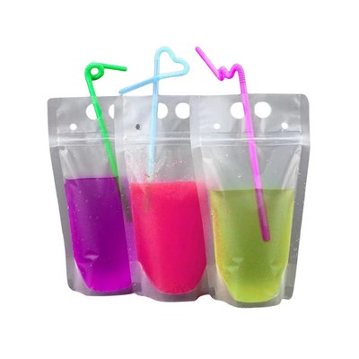 Hand-held Reclosable Zipper Drinking Pouch With Straw---700ML