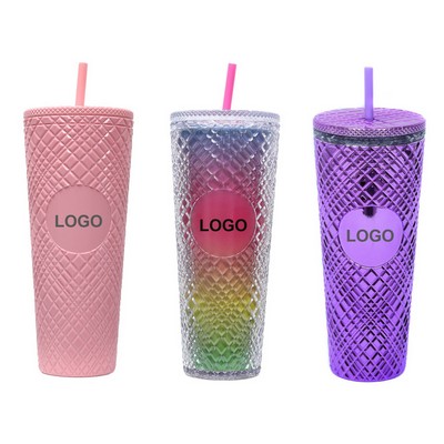 24oz Plastic Tumbler with Straw and Lid - OCEAN