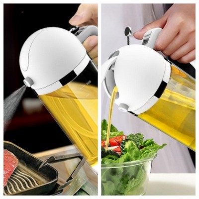 High Quality 2 in 1 Olive Oil Dispenser Bottle for Kitchen 18 OZ Glass Oil Bottle