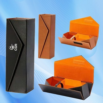 Elegantly Foldable PU Leather Wine Box for Single Bottle