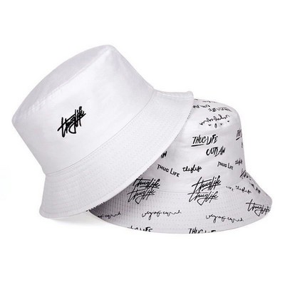 Reversible Double-Side-Wear Unisex-Adult Cotton Bucket Hat