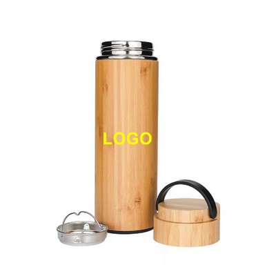 16oz Leakproof Bamboo Thermos