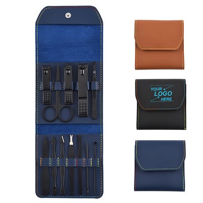 Professional 12-Piece Stainless Steel Manicure Set with Nail Clippers