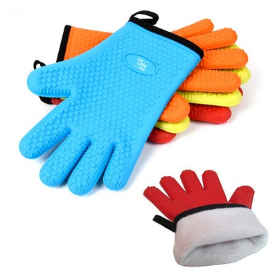 Heat Resistant Silicone Oven Mitts with Cotton Lining