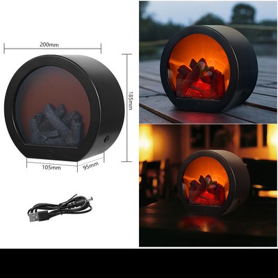 Round Shape Electric Decorative Lamp Fireplace Night Light LED Light Fake Fireplace Decor